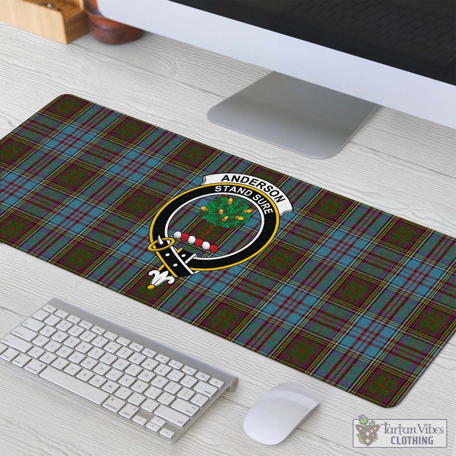 Tartan Vibes Clothing Anderson Tartan Mouse Pad with Family Crest