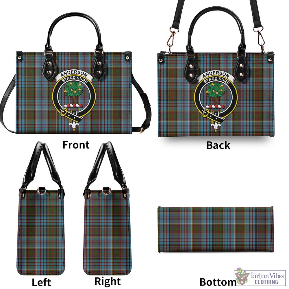 Tartan Vibes Clothing Anderson Tartan Luxury Leather Handbags with Family Crest