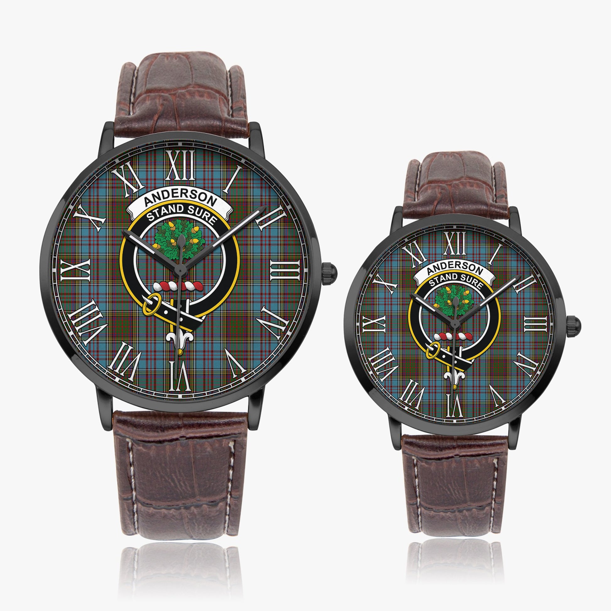 Anderson Tartan Family Crest Leather Strap Quartz Watch - Tartanvibesclothing