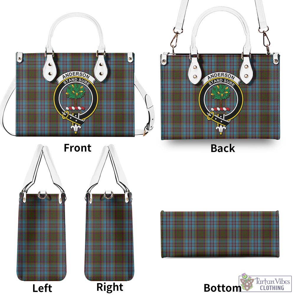 Tartan Vibes Clothing Anderson Tartan Luxury Leather Handbags with Family Crest