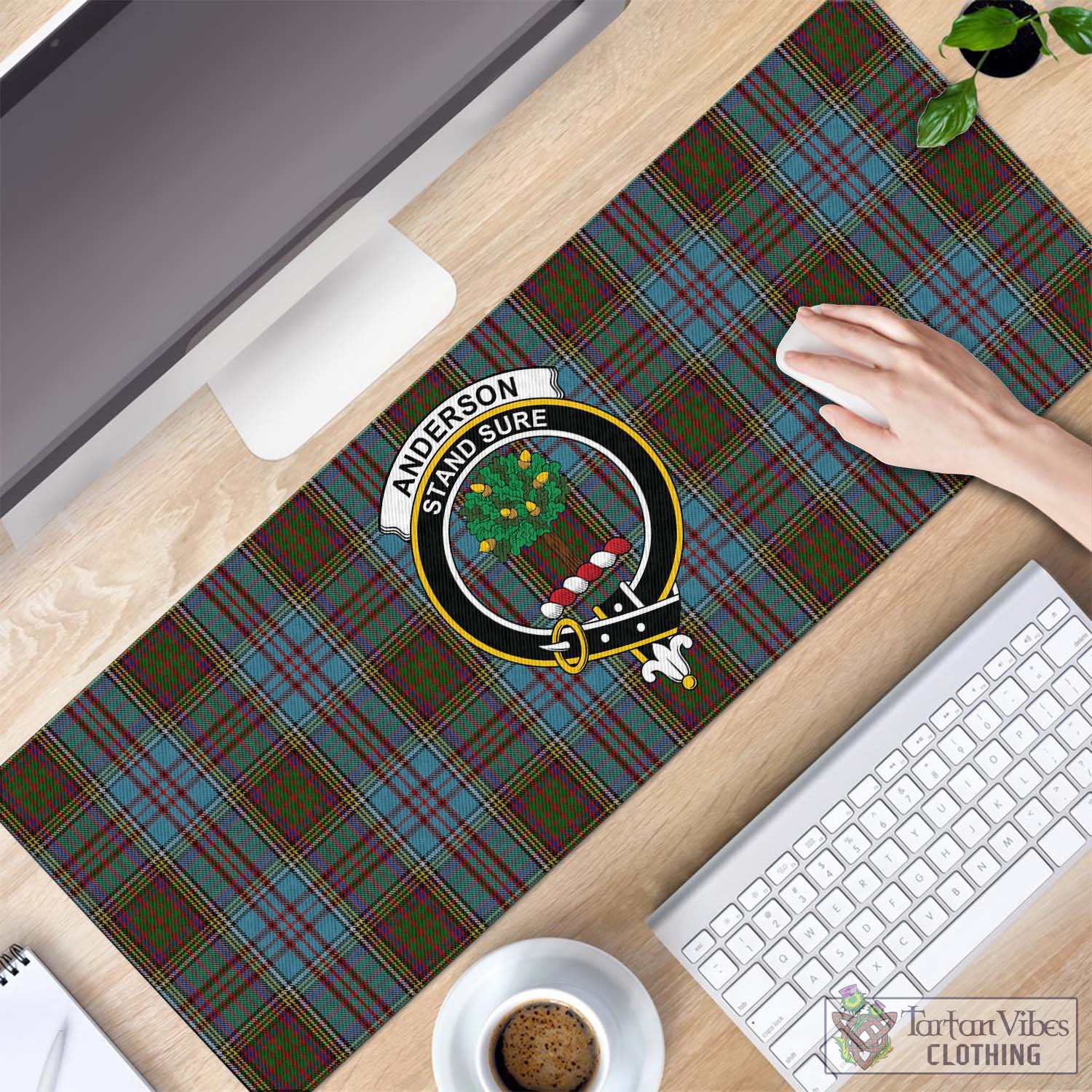 Tartan Vibes Clothing Anderson Tartan Mouse Pad with Family Crest