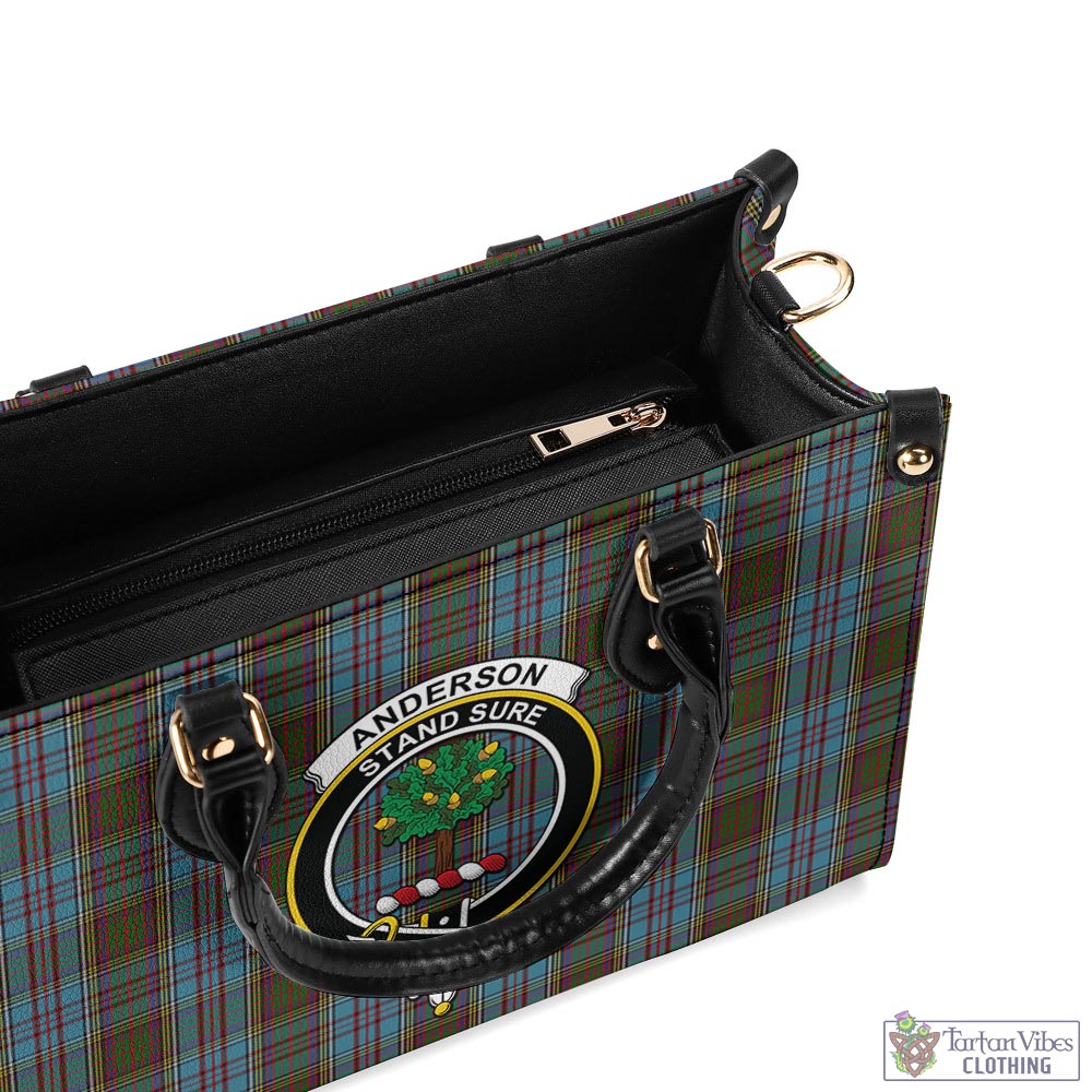 Tartan Vibes Clothing Anderson Tartan Luxury Leather Handbags with Family Crest