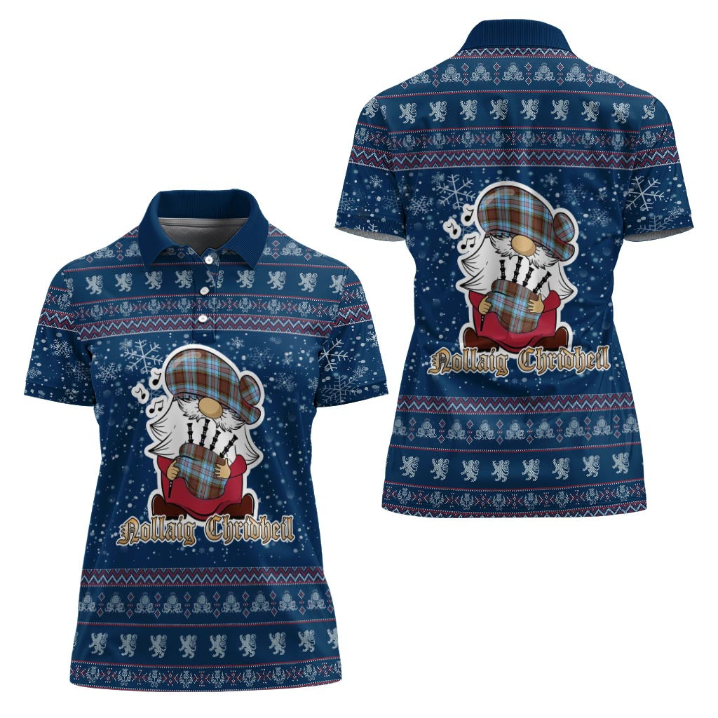 Anderson Ancient Clan Christmas Family Polo Shirt with Funny Gnome Playing Bagpipes - Tartanvibesclothing