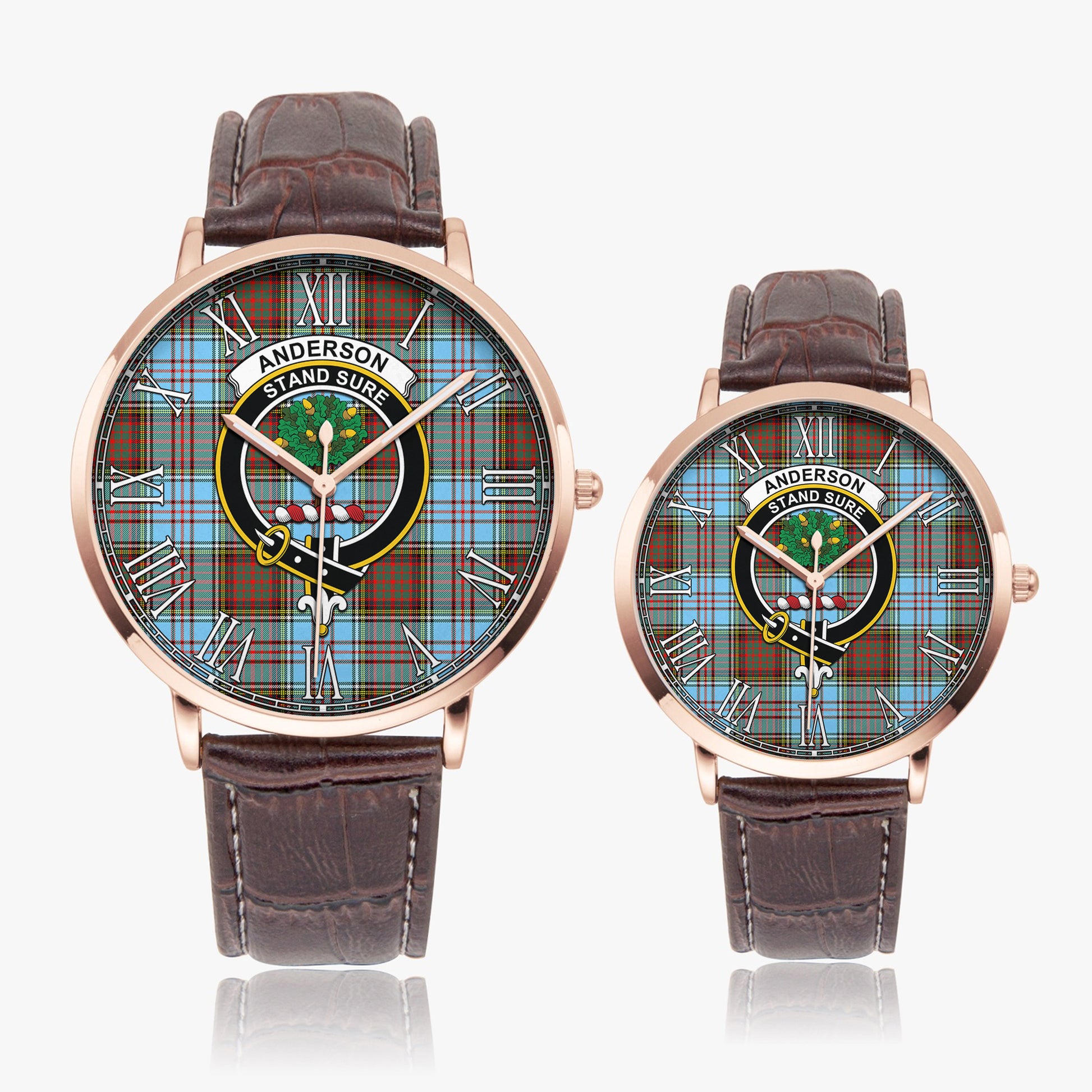 Anderson Ancient Tartan Family Crest Leather Strap Quartz Watch - Tartanvibesclothing