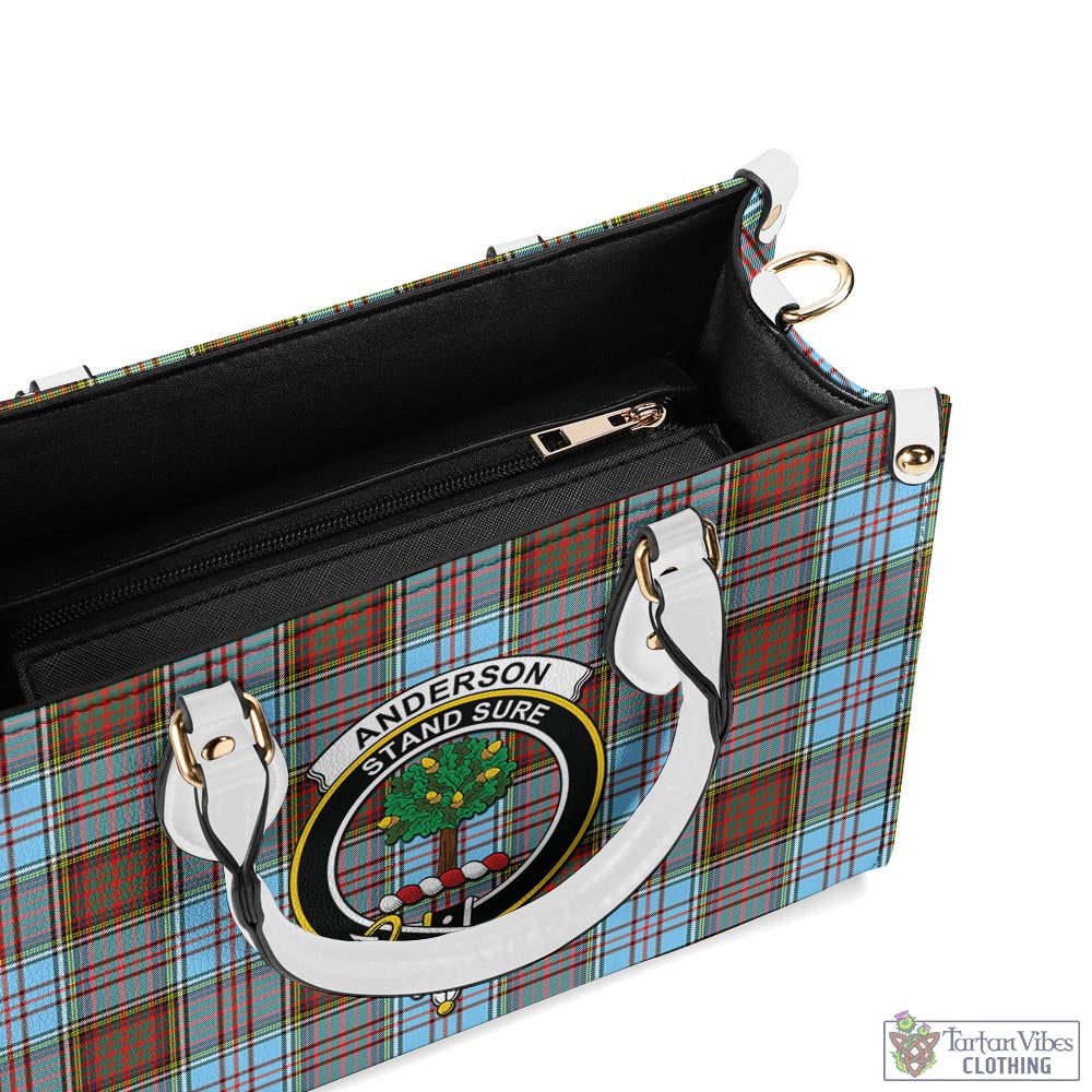 Tartan Vibes Clothing Anderson Ancient Tartan Luxury Leather Handbags with Family Crest