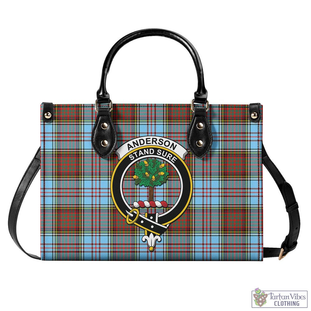 Tartan Vibes Clothing Anderson Ancient Tartan Luxury Leather Handbags with Family Crest