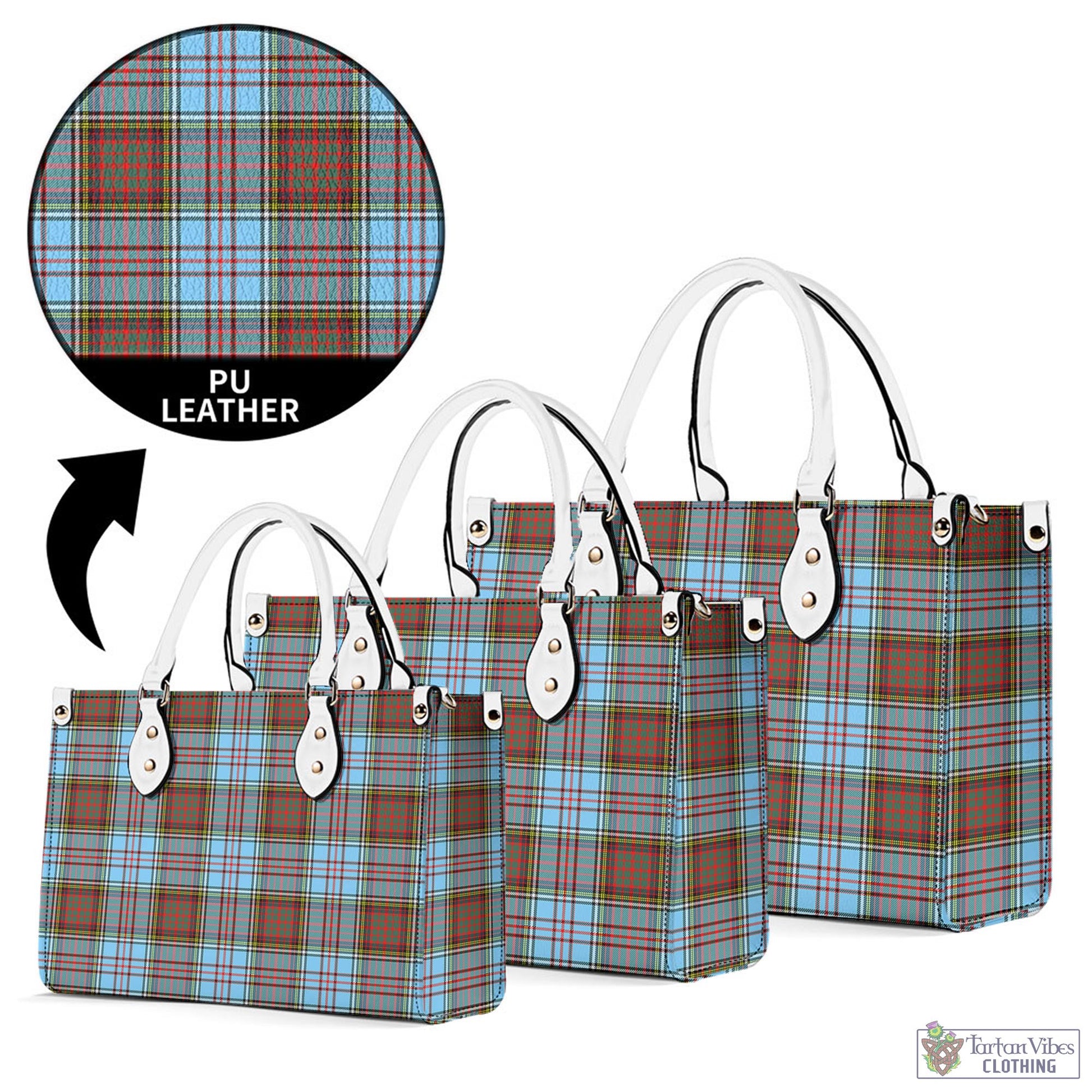 Tartan Vibes Clothing Anderson Ancient Tartan Luxury Leather Handbags