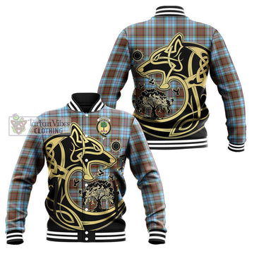 Anderson Ancient Tartan Baseball Jacket with Family Crest Celtic Wolf Style