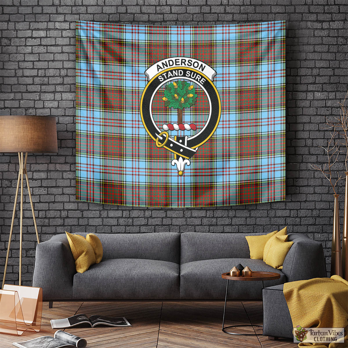 Tartan Vibes Clothing Anderson Ancient Tartan Tapestry Wall Hanging and Home Decor for Room with Family Crest