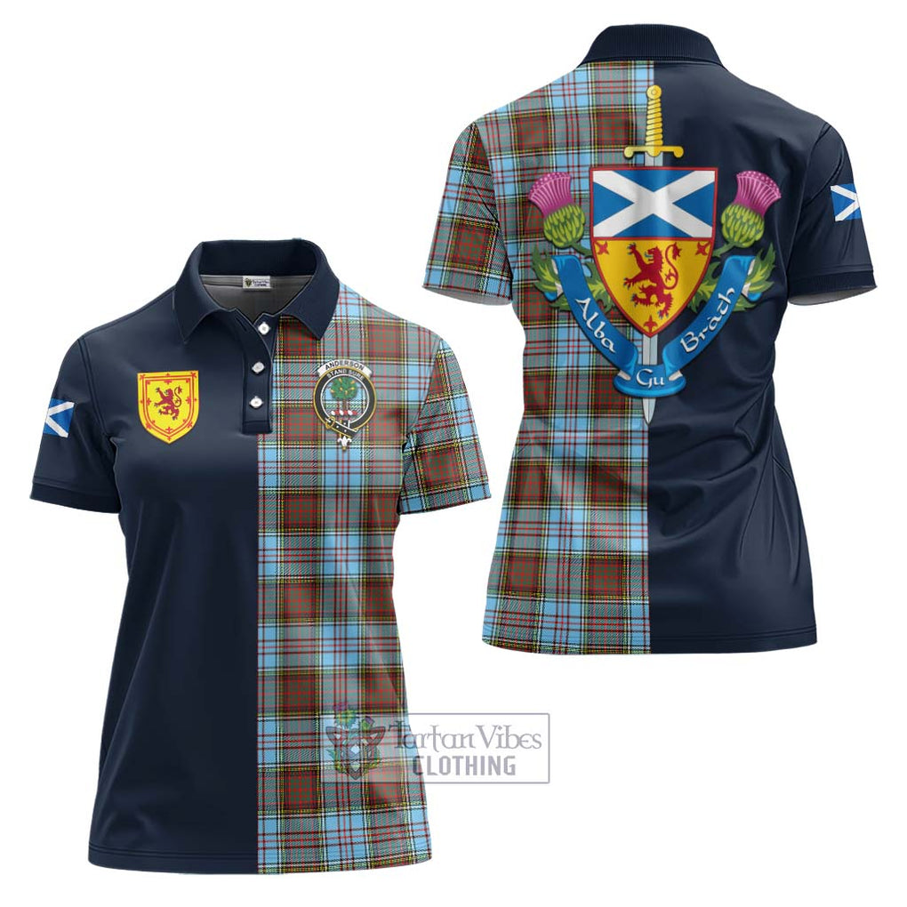 Tartan Vibes Clothing Anderson Ancient Tartan Women's Polo Shirt with Scottish Lion Royal Arm Half Style