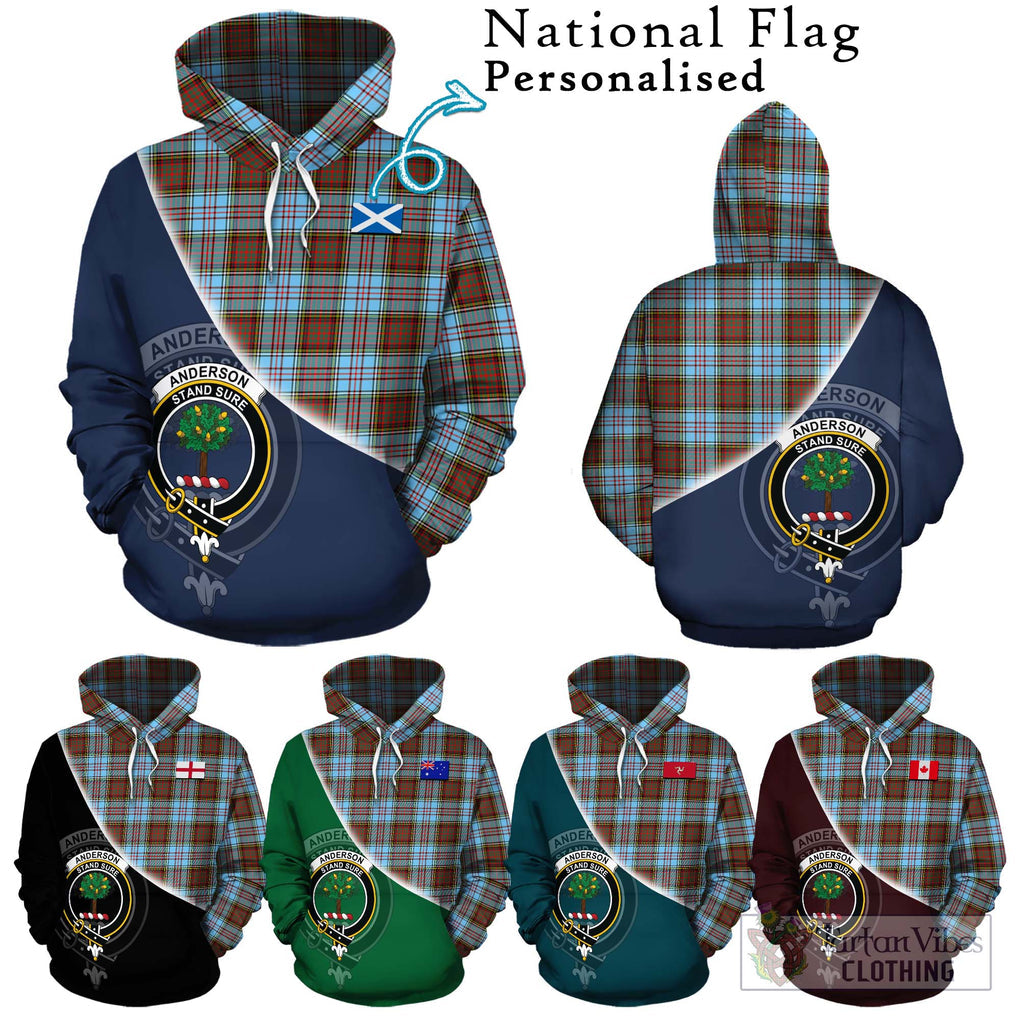 Anderson Ancient Tartan Hoodie with Personalised National Flag and Family Crest Half Style Zip Hoodie - Tartanvibesclothing Shop