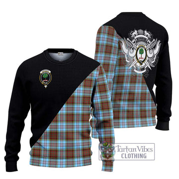 Anderson Ancient Tartan Ugly Sweater with Family Crest and Military Logo Style