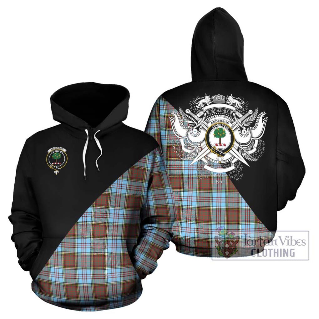 Anderson Ancient Tartan Hoodie with Family Crest and Military Logo Style Zip Hoodie - Tartanvibesclothing Shop