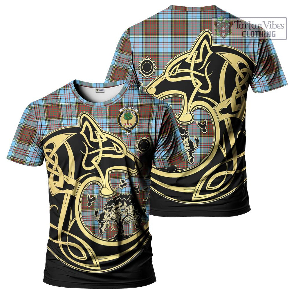 Anderson Ancient Tartan T-Shirt with Family Crest Celtic Wolf Style Kid's Shirt - Tartan Vibes Clothing