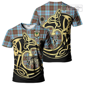 Anderson Ancient Tartan T-Shirt with Family Crest Celtic Wolf Style