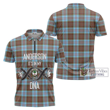 Anderson Ancient Tartan Zipper Polo Shirt with Family Crest DNA In Me Style