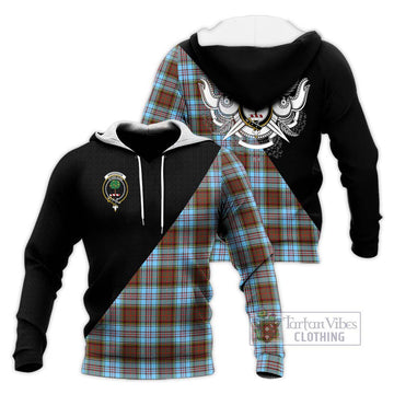 Anderson Ancient Tartan Knitted Hoodie with Family Crest and Military Logo Style