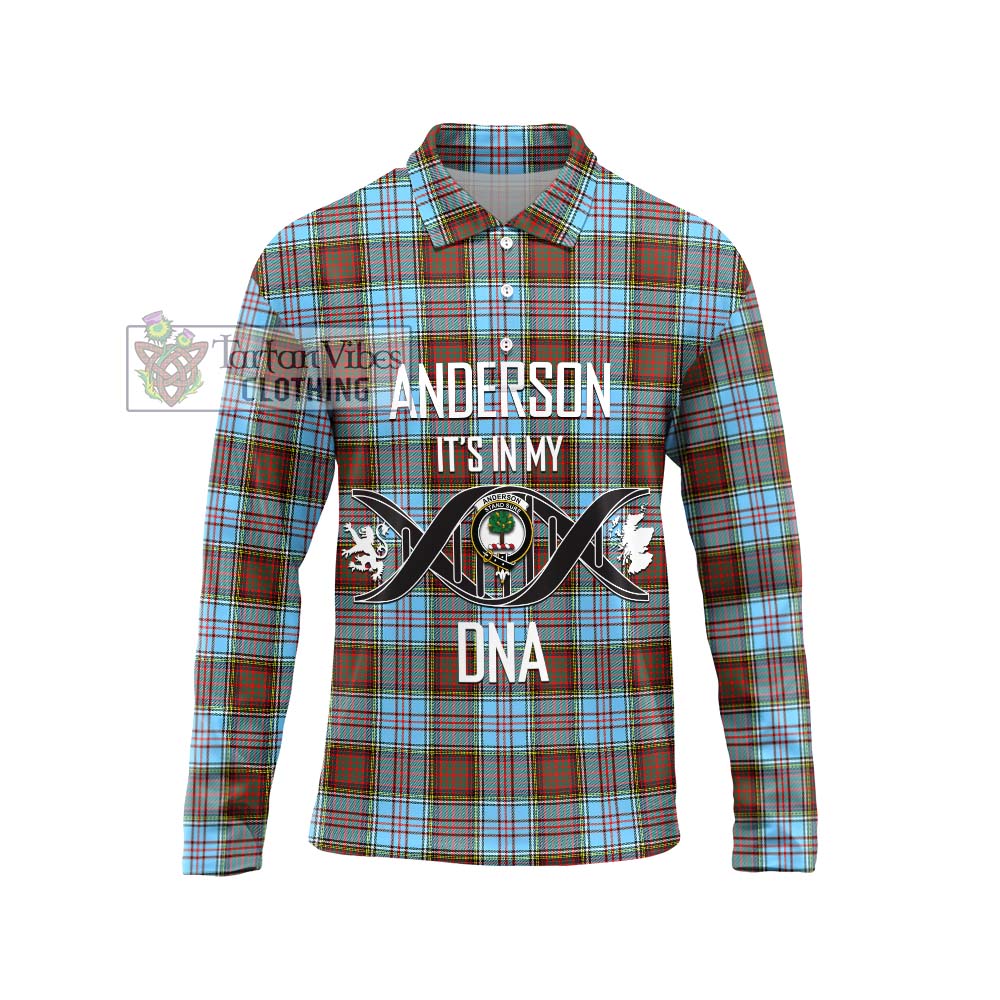 Anderson Ancient Tartan Long Sleeve Polo Shirt with Family Crest DNA In Me Style Unisex - Tartanvibesclothing Shop