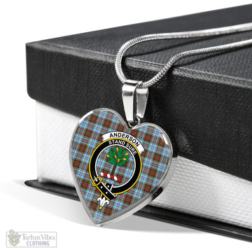 Anderson Ancient Tartan Heart Necklace with Family Crest