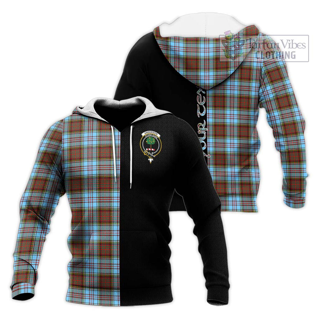 Anderson Ancient Tartan Knitted Hoodie with Family Crest and Half Of Me Style Unisex Knitted Pullover Hoodie - Tartanvibesclothing Shop