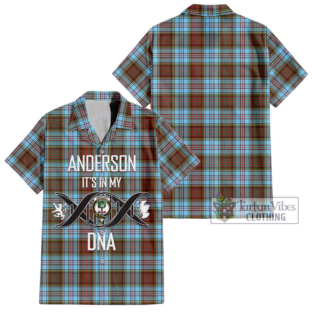 Anderson Ancient Tartan Short Sleeve Button Shirt with Family Crest DNA In Me Style Kid - Tartanvibesclothing Shop