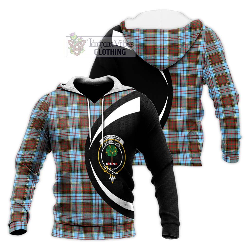 Anderson Ancient Tartan Knitted Hoodie with Family Crest Circle Style Unisex Knitted Pullover Hoodie - Tartan Vibes Clothing