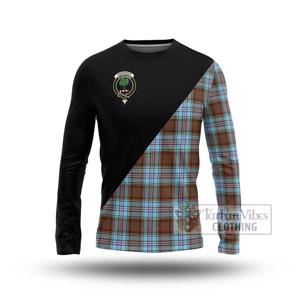 Anderson Ancient Tartan Long Sleeve T-Shirt with Family Crest and Military Logo Style Unisex - Tartanvibesclothing Shop