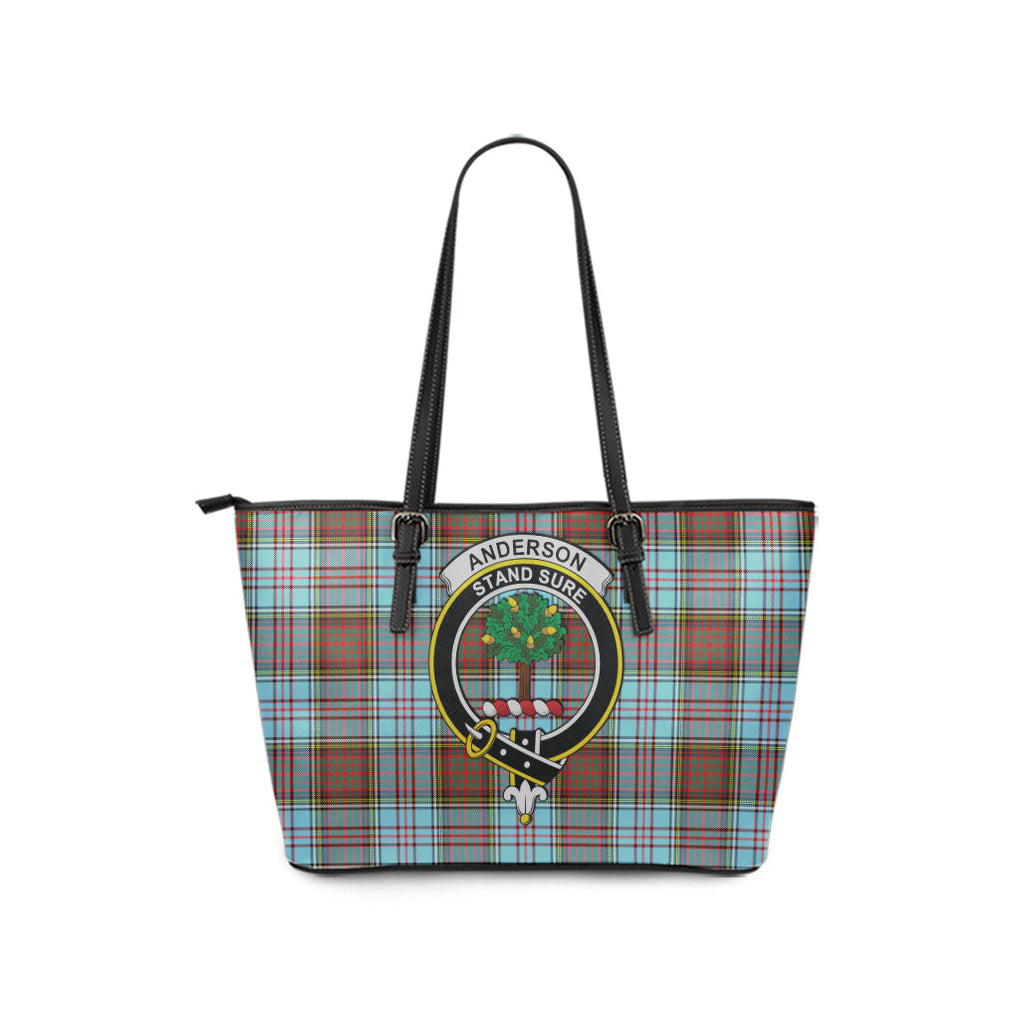 Anderson Ancient Tartan Leather Tote Bag with Family Crest - Tartanvibesclothing