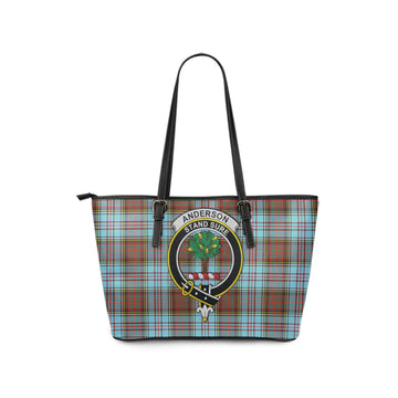 Anderson Ancient Tartan Leather Tote Bag with Family Crest