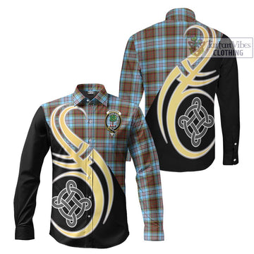 Anderson Ancient Tartan Long Sleeve Button Shirt with Family Crest and Celtic Symbol Style