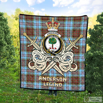 Anderson Ancient Tartan Quilt with Clan Crest and the Golden Sword of Courageous Legacy