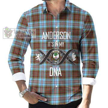 Anderson Ancient Tartan Long Sleeve Button Shirt with Family Crest DNA In Me Style