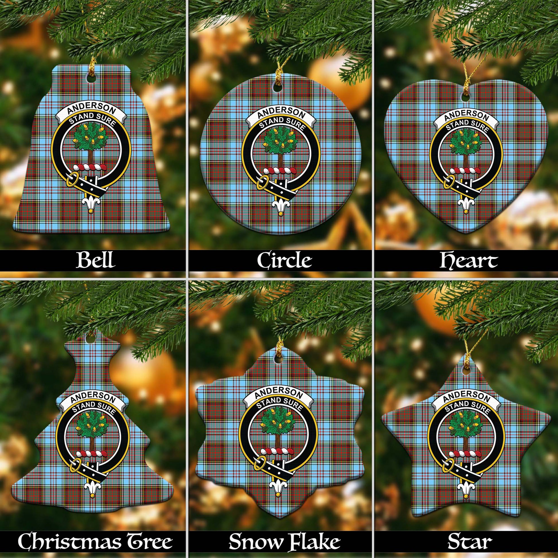 Anderson Ancient Tartan Christmas Ornaments with Family Crest Ceramic Bell Pack 1: ornament * 1 piece - Tartanvibesclothing