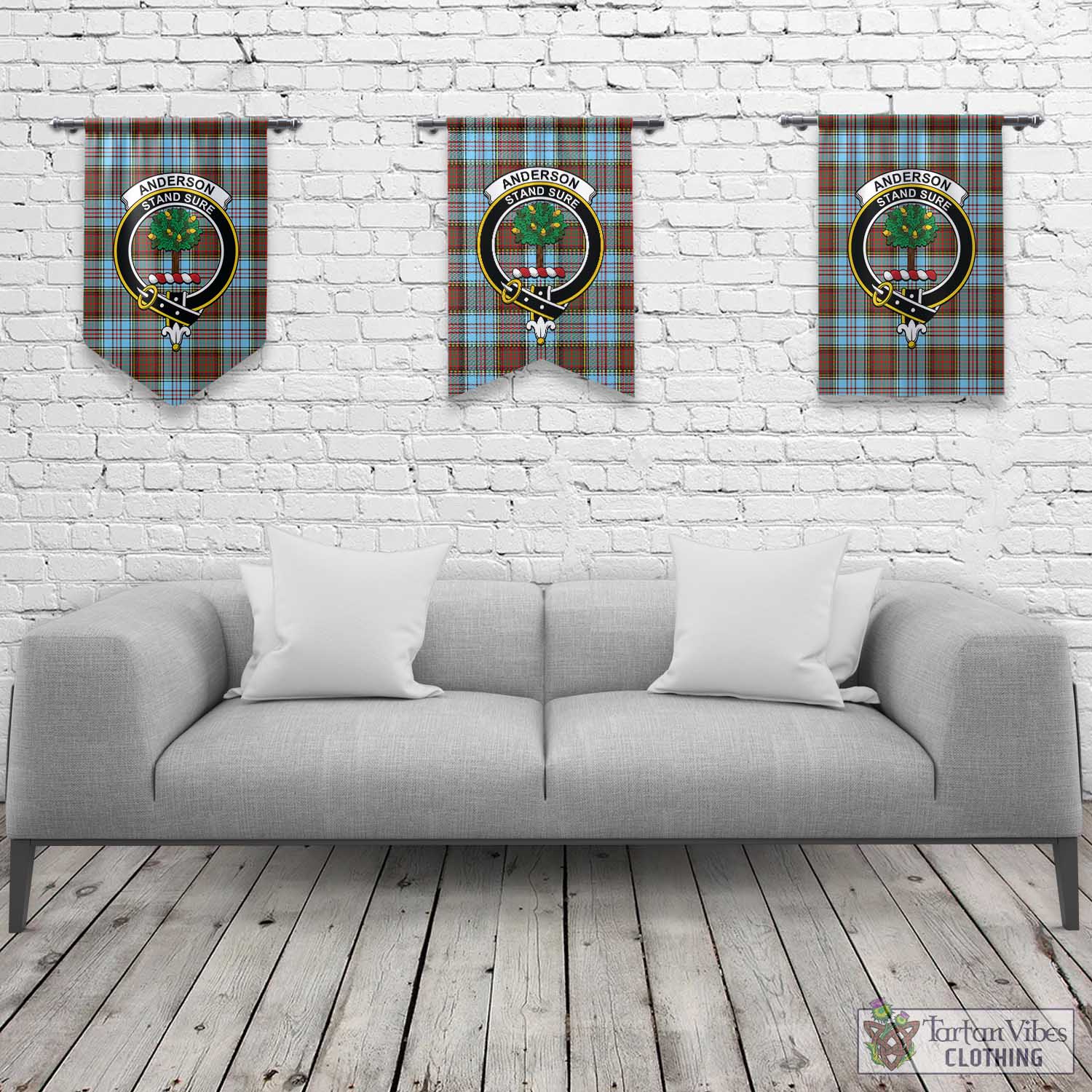 Tartan Vibes Clothing Anderson Ancient Tartan Gonfalon, Tartan Banner with Family Crest