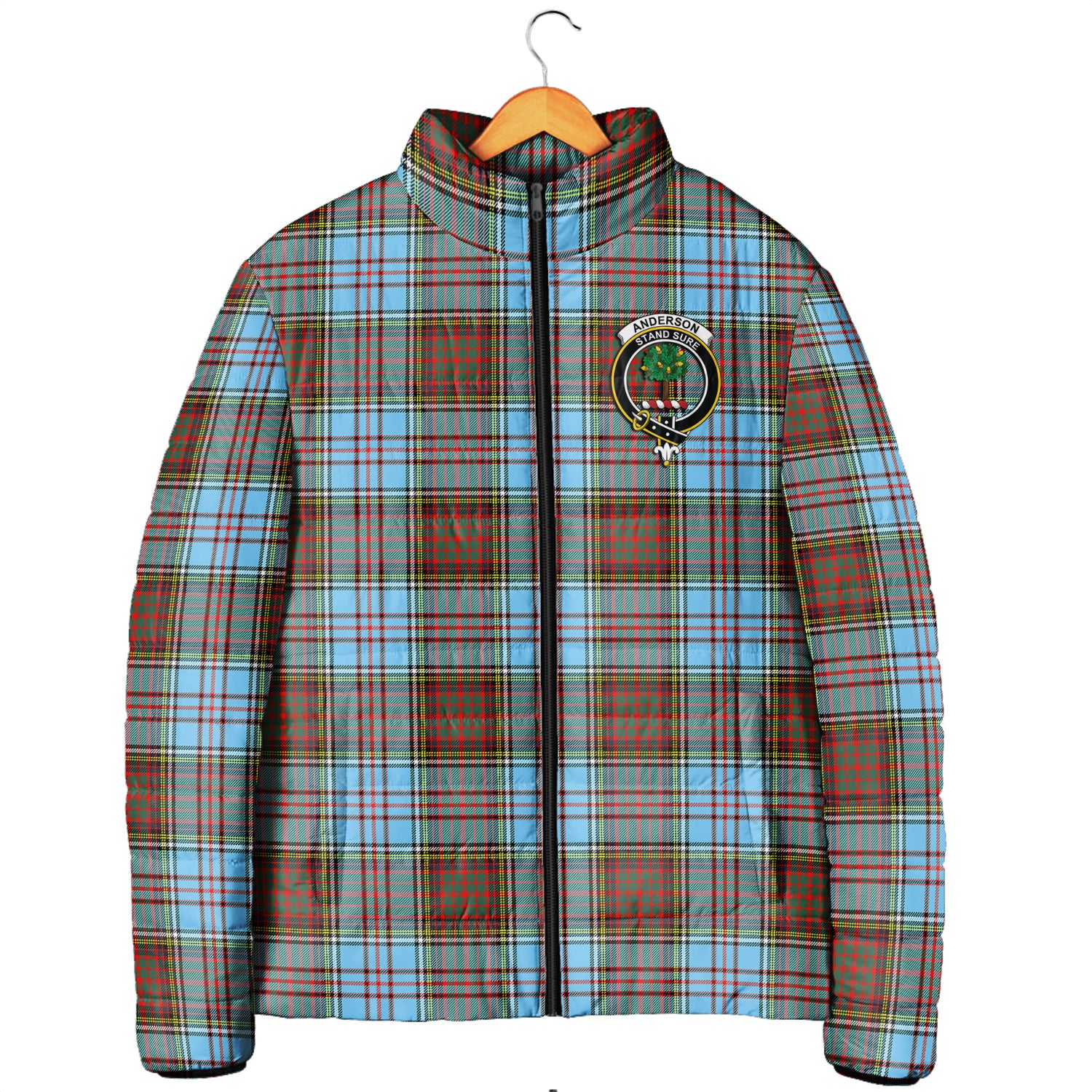 Anderson Ancient Tartan Padded Jacket with Family Crest Men's Padded Jacket - Tartan Vibes Clothing