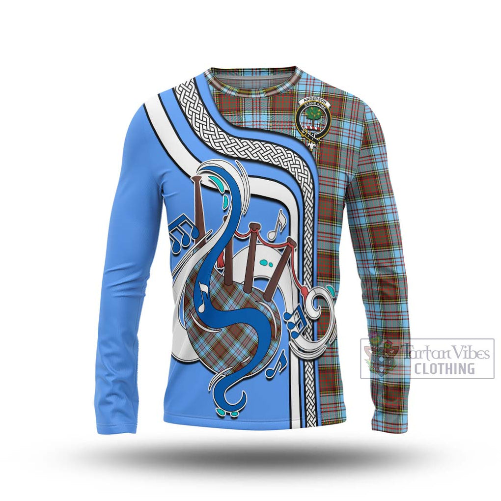 Tartan Vibes Clothing Anderson Ancient Tartan Long Sleeve T-Shirt with Epic Bagpipe Style