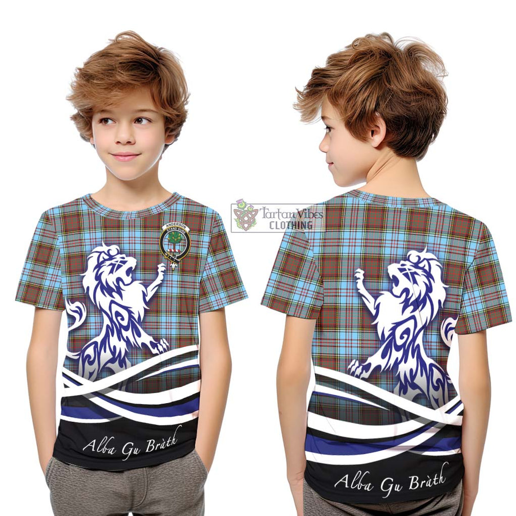 Anderson Ancient Tartan Kid T-Shirt with Alba Gu Brath Regal Lion Emblem Youth XL Size14 - Tartanvibesclothing Shop