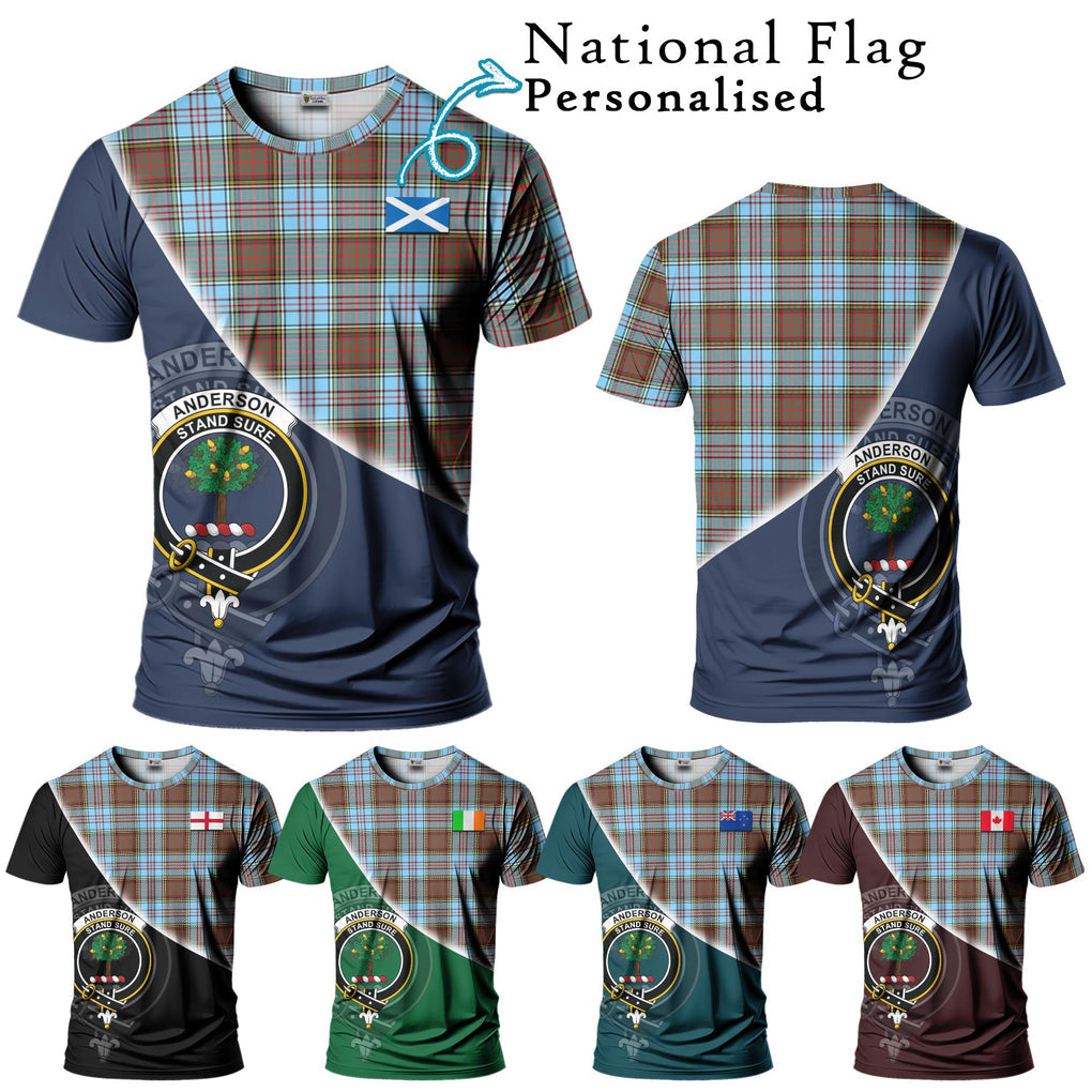 Anderson Ancient Tartan T-Shirt with Personalised National Flag and Family Crest Half Style Kid's Shirt - Tartanvibesclothing Shop