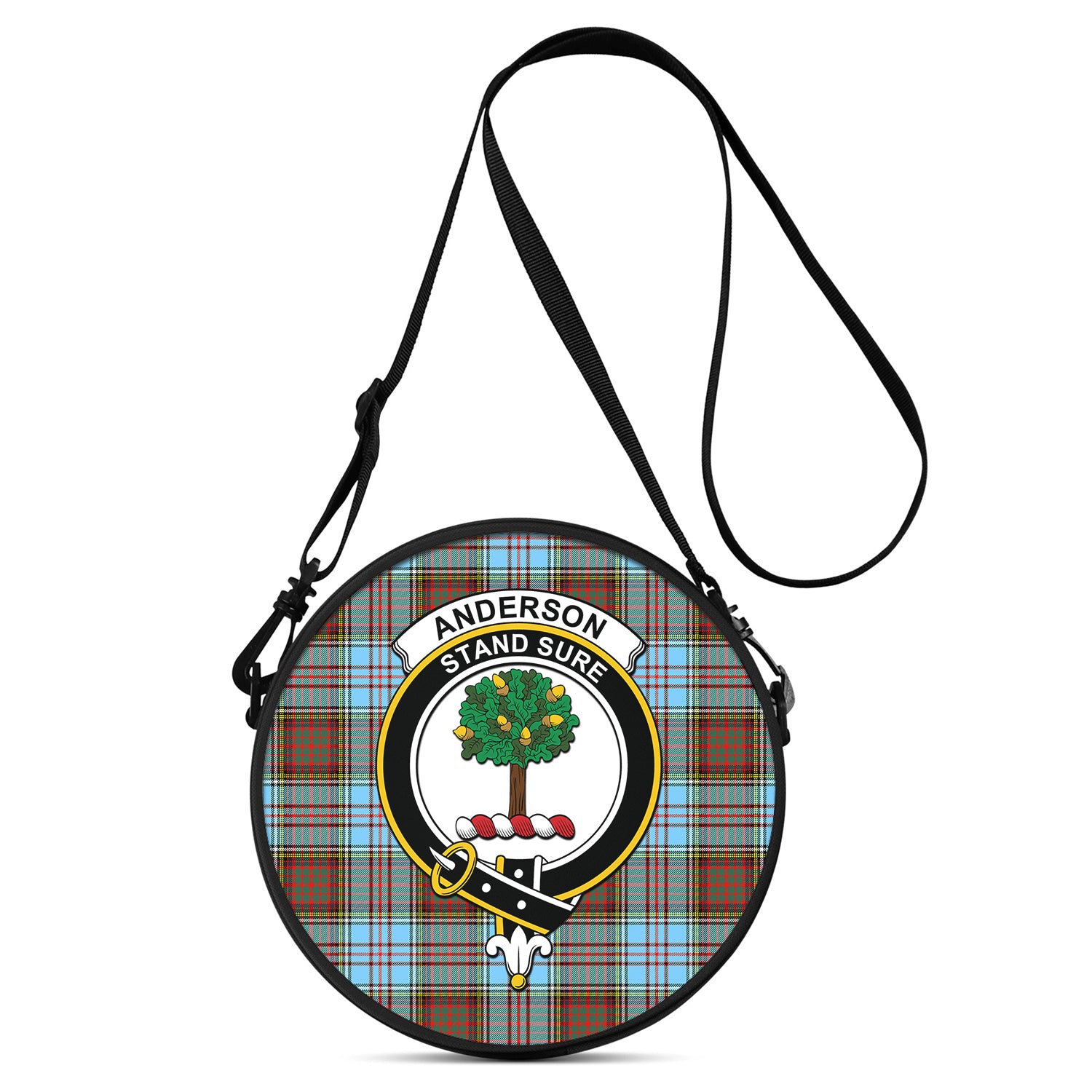 Anderson Ancient Tartan Round Satchel Bags with Family Crest One Size 9*9*2.7 inch - Tartanvibesclothing