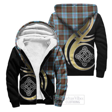 Anderson Ancient Tartan Sherpa Hoodie with Family Crest and Celtic Symbol Style