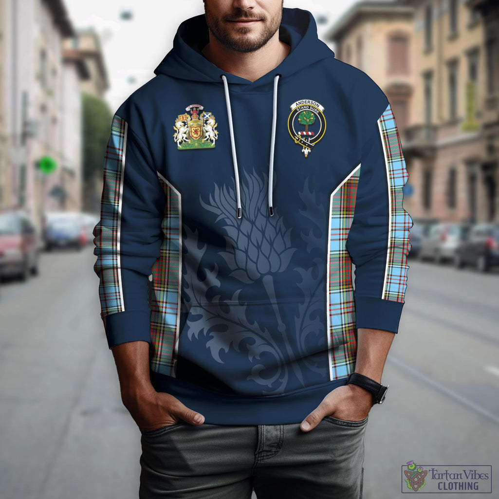 Tartan Vibes Clothing Anderson Ancient Tartan Hoodie with Family Crest and Scottish Thistle Vibes Sport Style