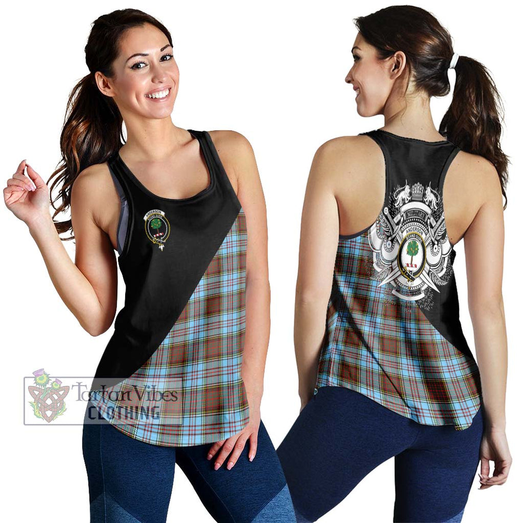 Anderson Ancient Tartan Women's Racerback Tanks with Family Crest and Military Logo Style 4XL - Tartanvibesclothing Shop