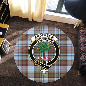 Anderson Ancient Tartan Round Rug with Family Crest