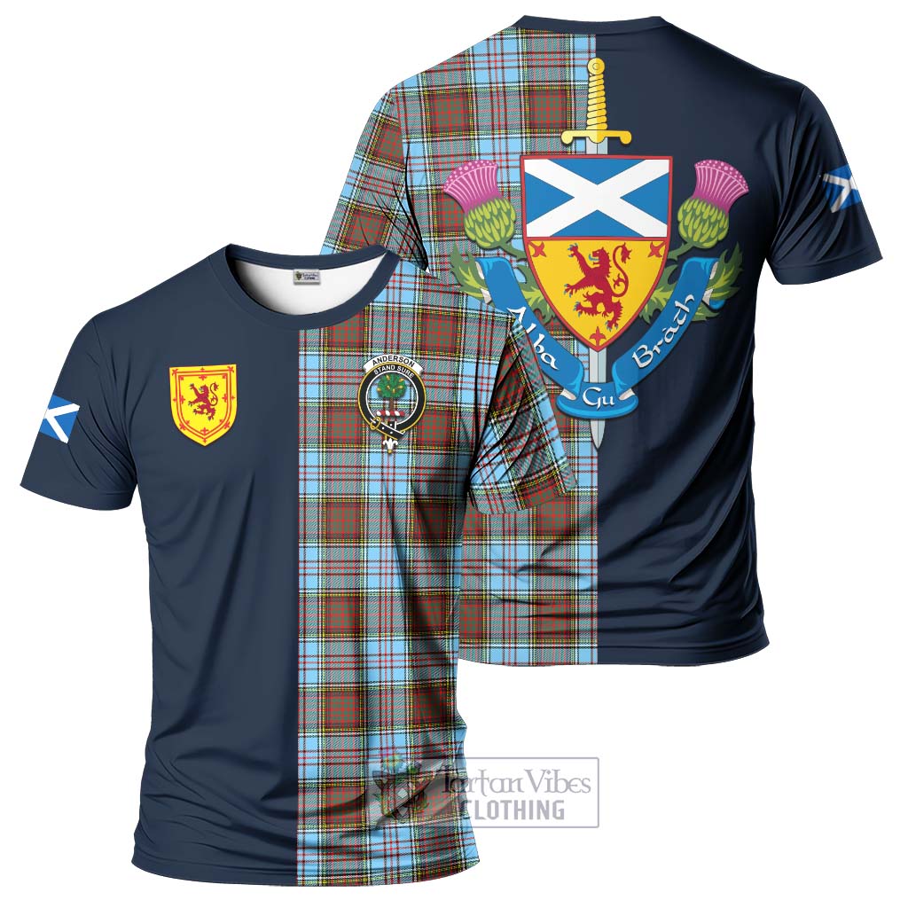 Tartan Vibes Clothing Anderson Ancient Tartan T-Shirt Alba with Scottish Lion Royal Arm Half Style