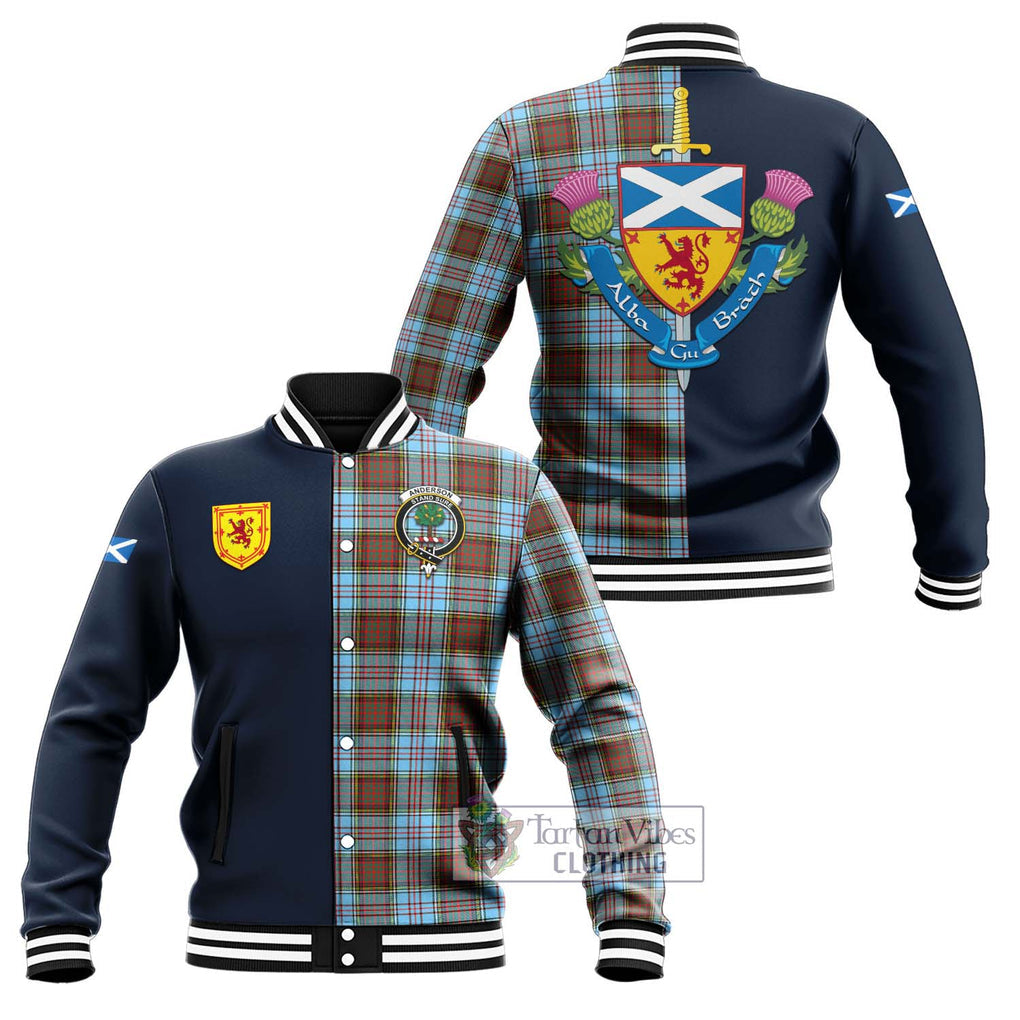 Tartan Vibes Clothing Anderson Ancient Tartan Baseball Jacket with Scottish Lion Royal Arm Half Style