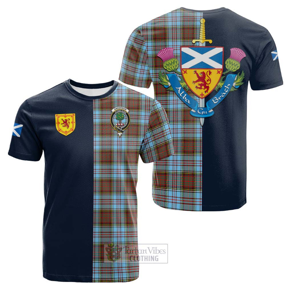 Tartan Vibes Clothing Anderson Ancient Tartan Cotton T-shirt with Scottish Lion Royal Arm Half Style