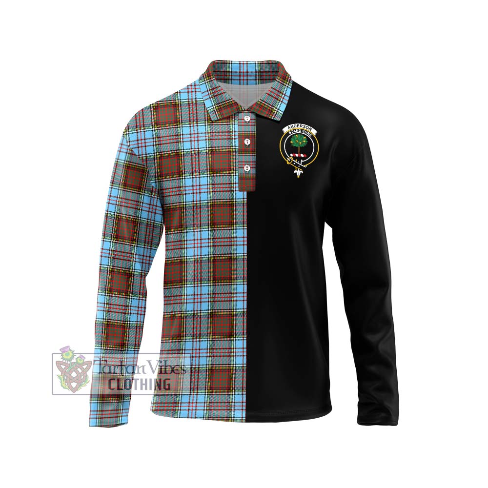 Anderson Ancient Tartan Long Sleeve Polo Shirt with Family Crest and Half Of Me Style Unisex - Tartanvibesclothing Shop