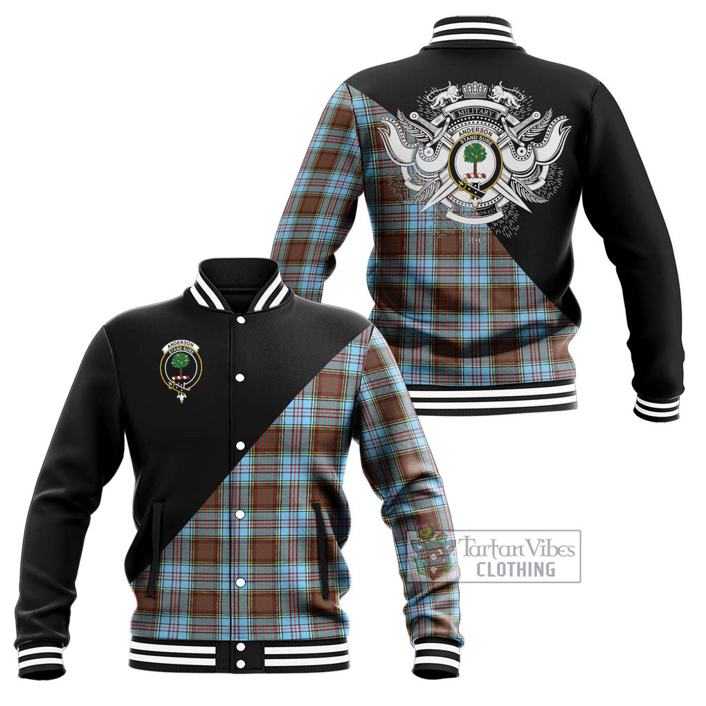 Anderson Ancient Tartan Baseball Jacket with Family Crest and Military Logo Style Unisex - Tartanvibesclothing Shop