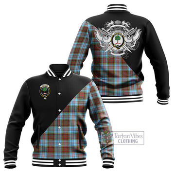 Anderson Ancient Tartan Baseball Jacket with Family Crest and Military Logo Style