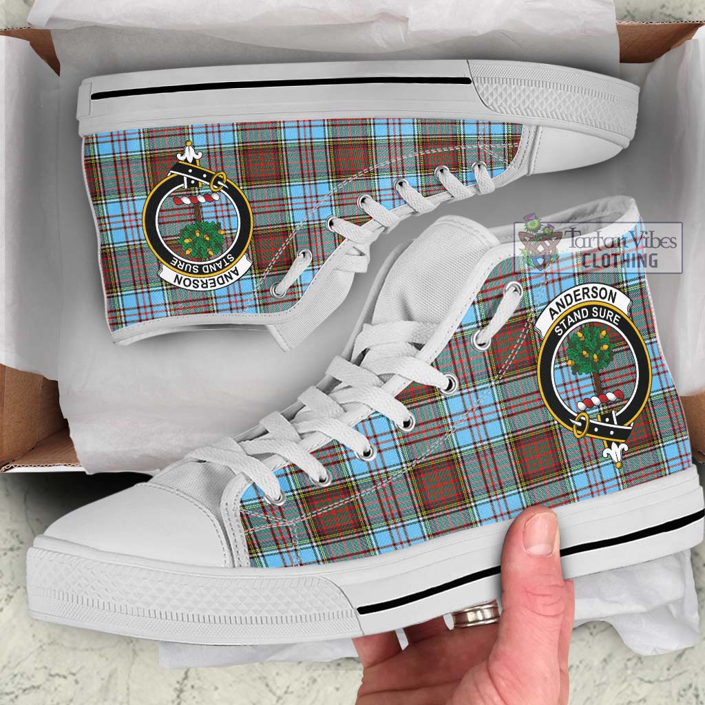 Tartan Vibes Clothing Anderson Ancient Tartan High Top Shoes with Family Crest